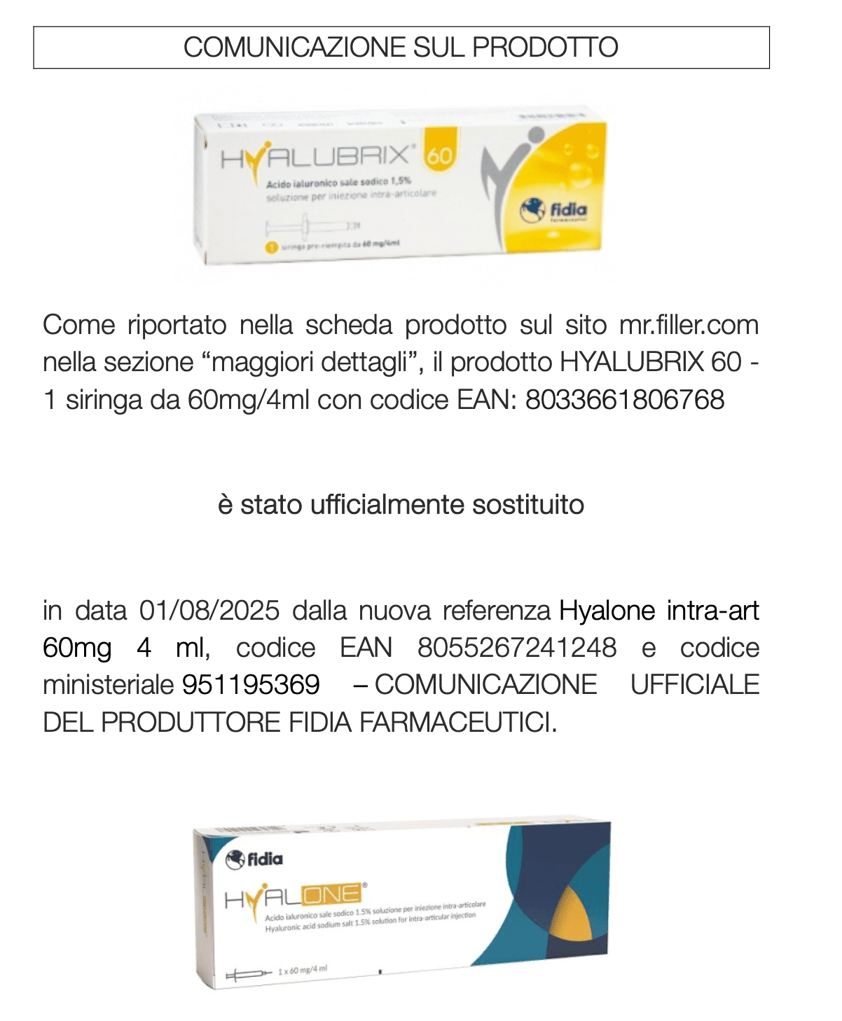 HYALUBRIX 60 - 1 siringa da 60mg/4ml - Mr. Filler (37723138)